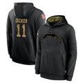 Parkc LA.Chargers #11 Cameron Dicker Player Black Salute to Service Hoodies Limited Game Stitched Jerseys