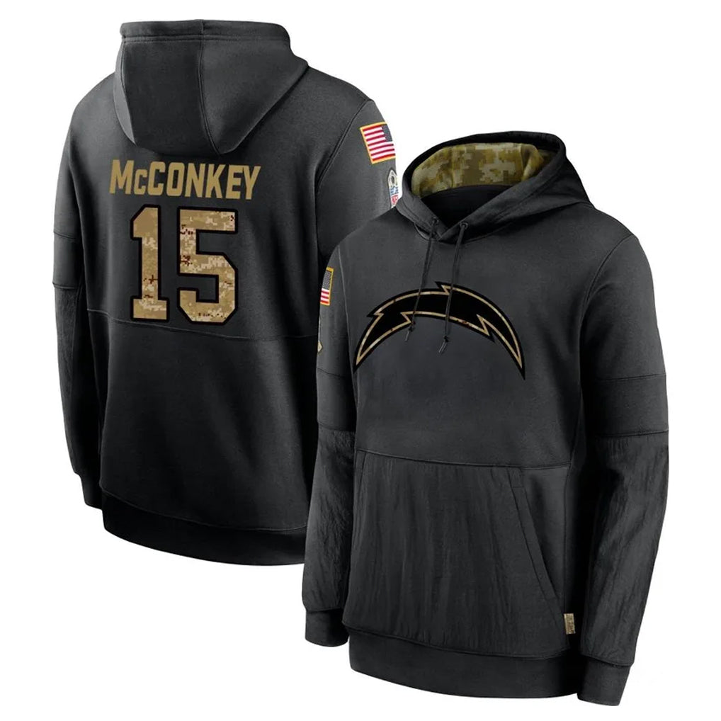 Parkc LA.Chargers #15 Ladd McConkey Player Black Salute to Service Hoodies Limited Game Stitched Jerseys