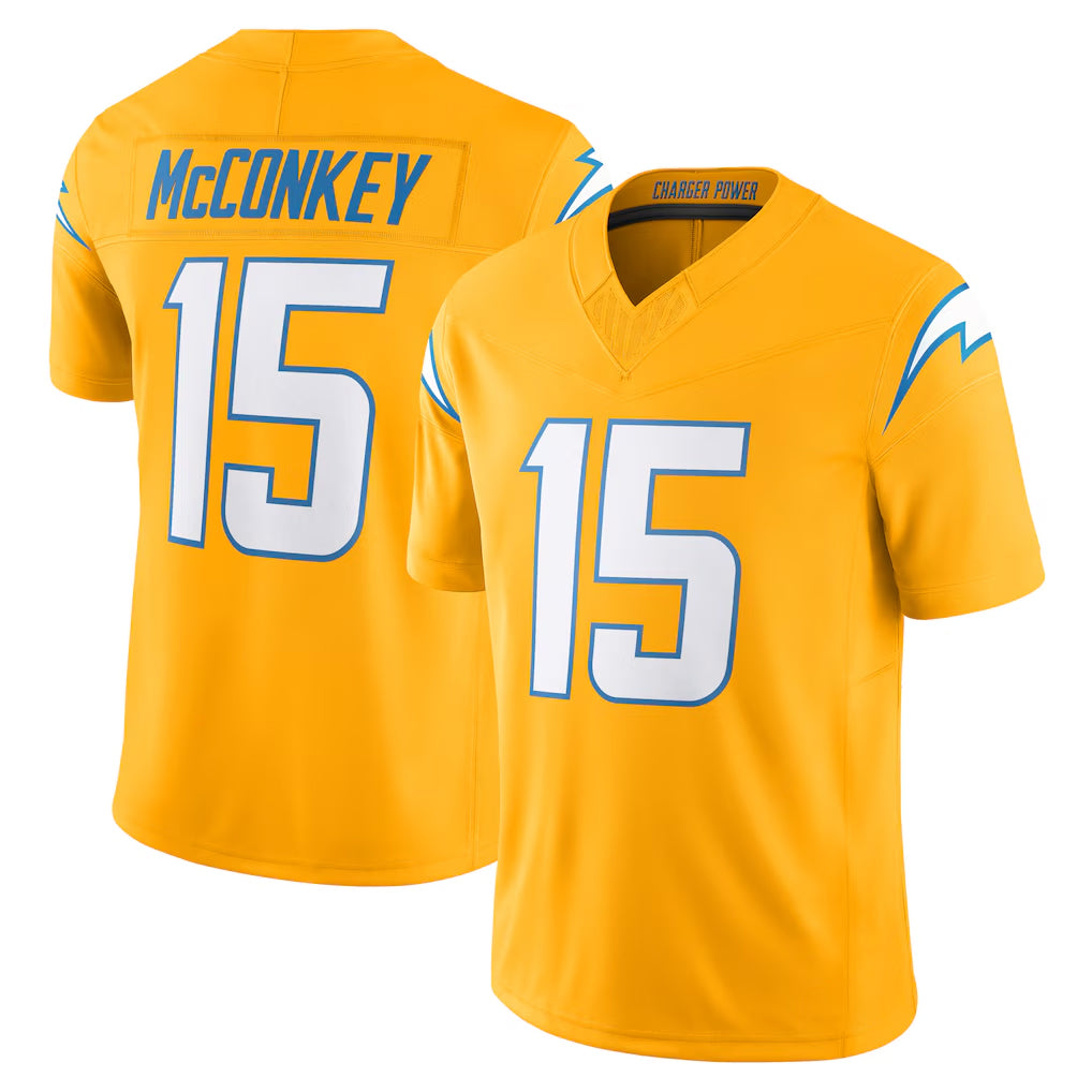 Parkc LA.Chargers #15 Ladd McConkey Player Gold Limited Vapor F.U.S.E. Home Game Stitched Jerseys