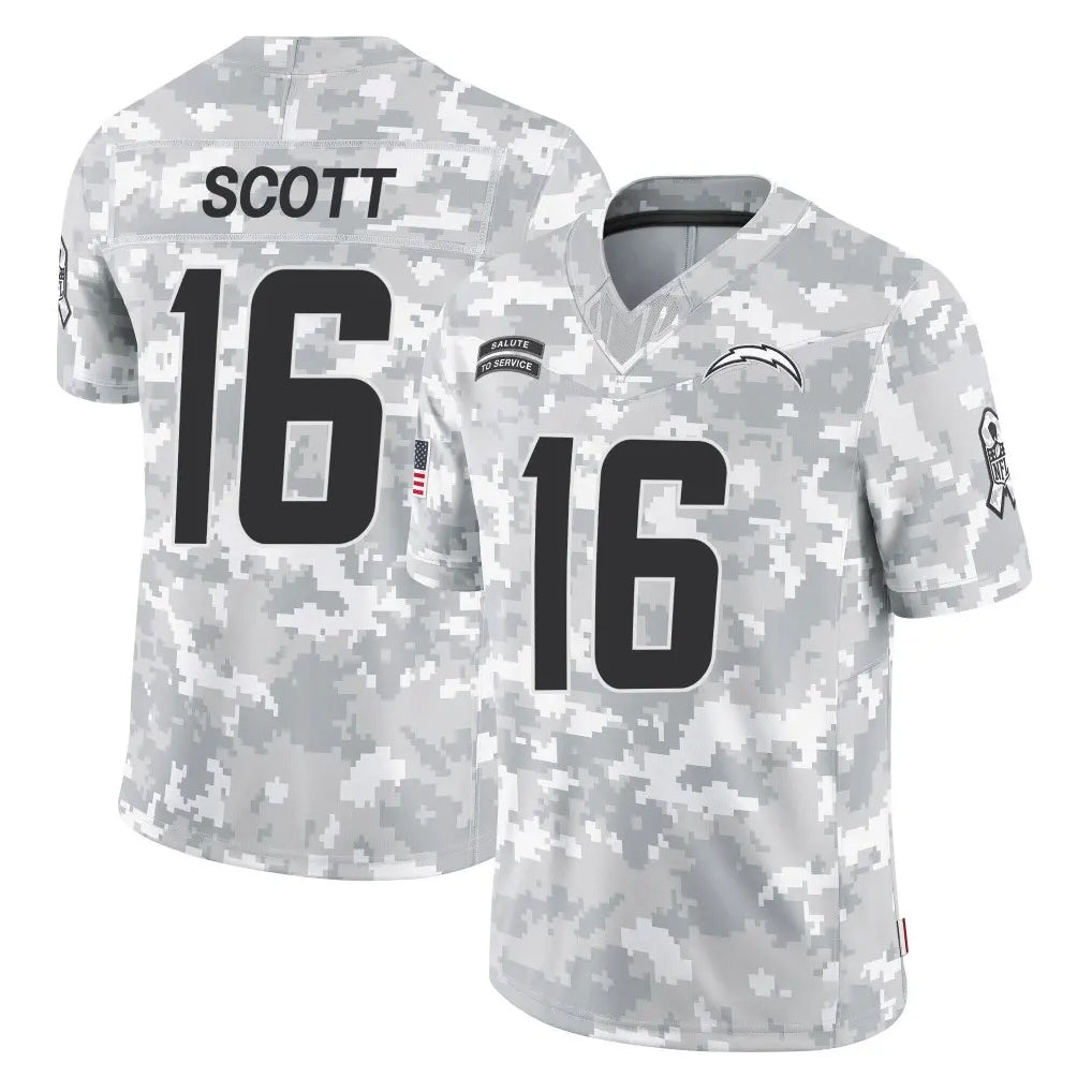 Parkc LA.Chargers #16 J.K. Scott Player Arctic Camo Salute To Service Limited Game Stitched Jerseys