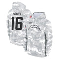 Parkc LA.Chargers #16 J.K. Scott Player Arctic Camo Salute to Service Hoodies Limited Game Stitched Jerseys