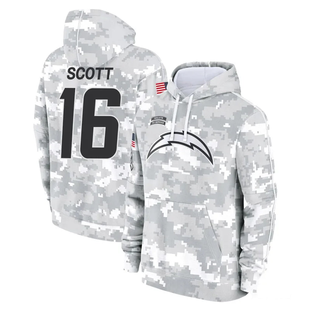 Parkc LA.Chargers #16 J.K. Scott Player Arctic Camo Salute to Service Hoodies Limited Game Stitched Jerseys