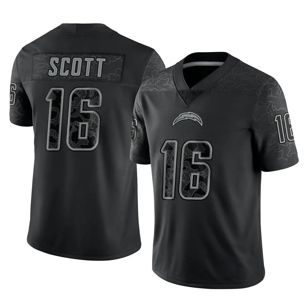 Parkc LA.Chargers #16 J.K. Scott Player Black Limited Reflective Home Game Stitched Jerseys