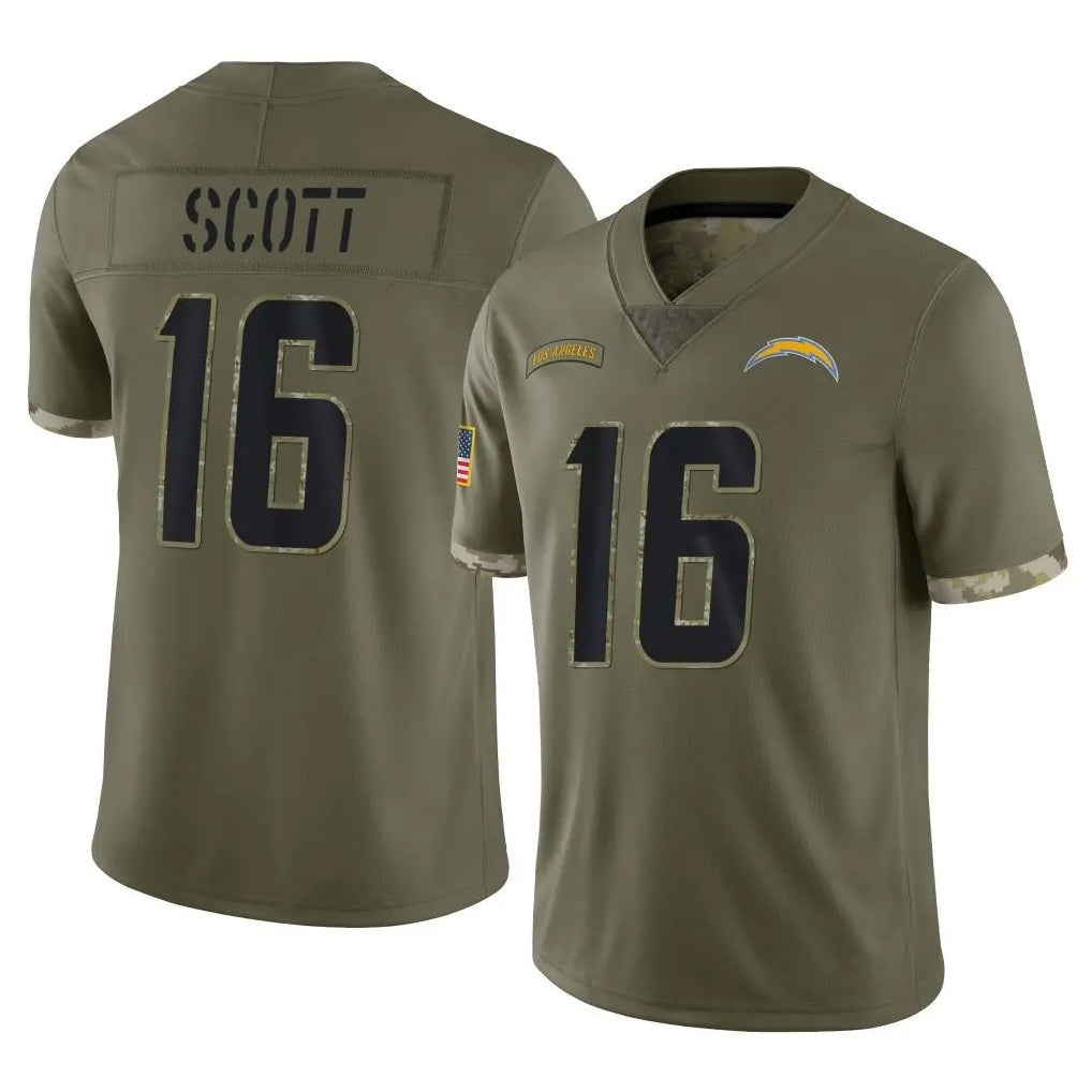Parkc LA.Chargers #16 J.K. Scott Player Olive Salute To Service Limited Stitched Jerseys