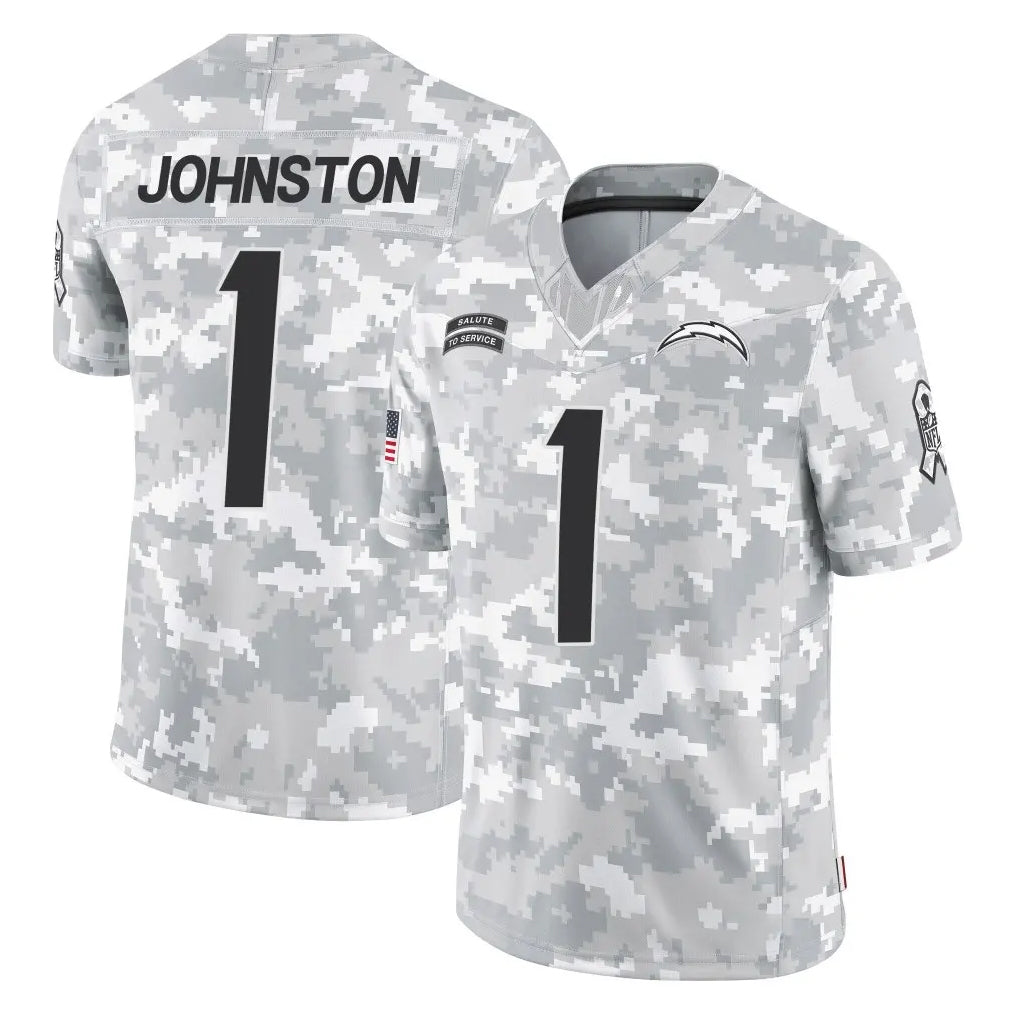 Parkc LA.Chargers #1 Quentin Johnston Player Arctic Camo Salute To Service Limited Game Stitched Jerseys