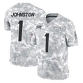 Parkc LA.Chargers #1 Quentin Johnston Player Arctic Camo Salute To Service Limited Game Stitched Jerseys