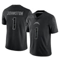 Parkc LA.Chargers #1 Quentin Johnston Player Black Limited Reflective Home Game Stitched Jerseys