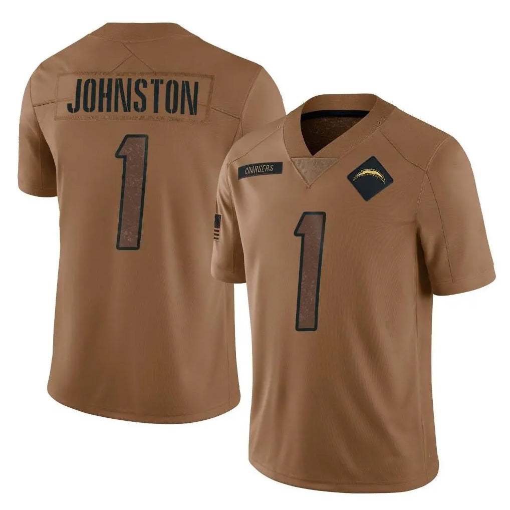 Parkc LA.Chargers #1 Quentin Johnston Player Brown Salute To Service Limited Stitched Jerseys