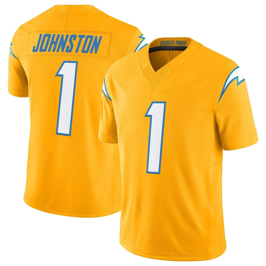 Parkc LA.Chargers #1 Quentin Johnston Player Gold Limited Vapor F.U.S.E. Home Game Stitched Jerseys