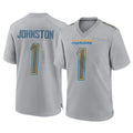 Parkc LA.Chargers #1 Quentin Johnston Player Gray Atmosphere Fashion Home Game Stitched Jerseys