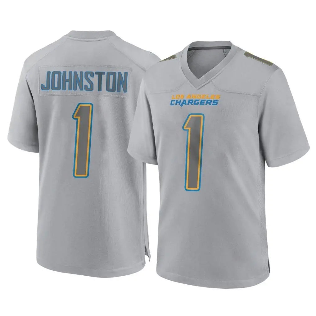 Parkc LA.Chargers #1 Quentin Johnston Player Gray Atmosphere Fashion Home Game Stitched Jerseys