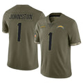 Parkc LA.Chargers #1 Quentin Johnston Player Olive Salute To Service Limited Stitched Jerseys