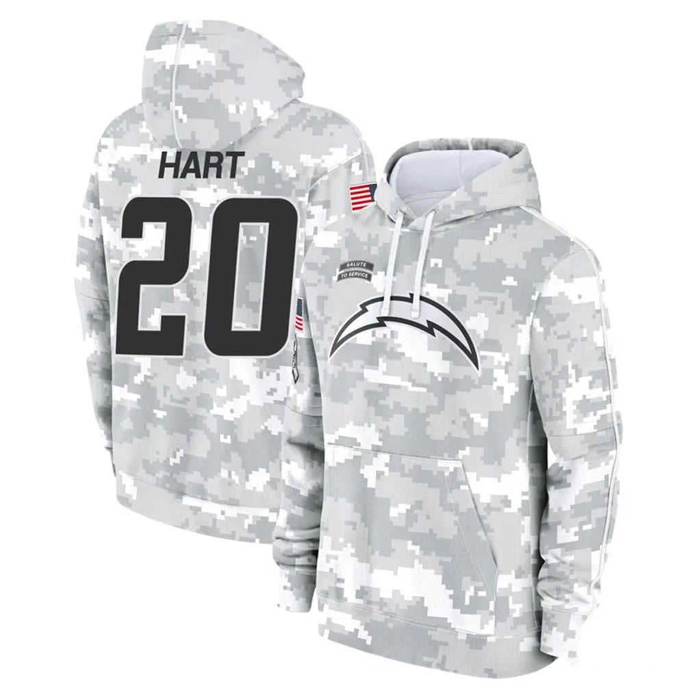 Parkc LA.Chargers #20 Cam Hart Player Arctic Camo Salute to Service Hoodies Limited Game Stitched Jerseys