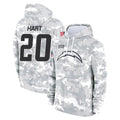 Parkc LA.Chargers #20 Cam Hart Player Arctic Camo Salute to Service Hoodies Limited Game Stitched Jerseys
