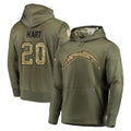 Parkc LA.Chargers #20 Cam Hart Player Olive Salute to Service Pullover Hoodies Home Game Stitched Jerseys