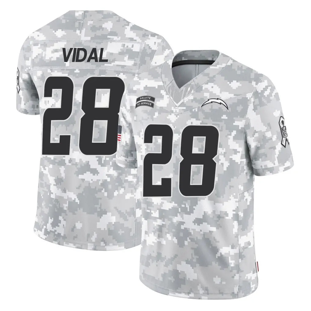 Parkc LA.Chargers #28 Kimani Vidal Player Arctic Camo Salute To Service Limited Game Stitched Jerseys