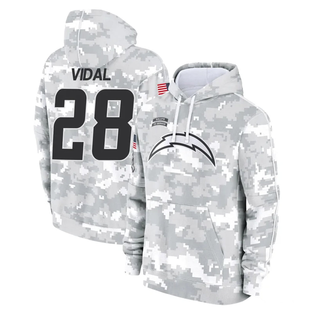 Parkc LA.Chargers #28 Kimani Vidal Player Arctic Camo Salute to Service Hoodies Limited Game Stitched Jerseys