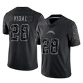 Parkc LA.Chargers #28 Kimani Vidal Player Black Limited Reflective Home Game Stitched Jerseys
