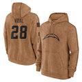 Parkc LA.Chargers #28 Kimani Vidal Player Brown Salute to Service Hoodies Limited Game Stitched Jerseys