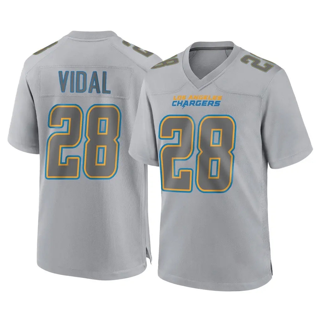 Parkc LA.Chargers #28 Kimani Vidal Player Gray Atmosphere Fashion Home Game Stitched Jerseys