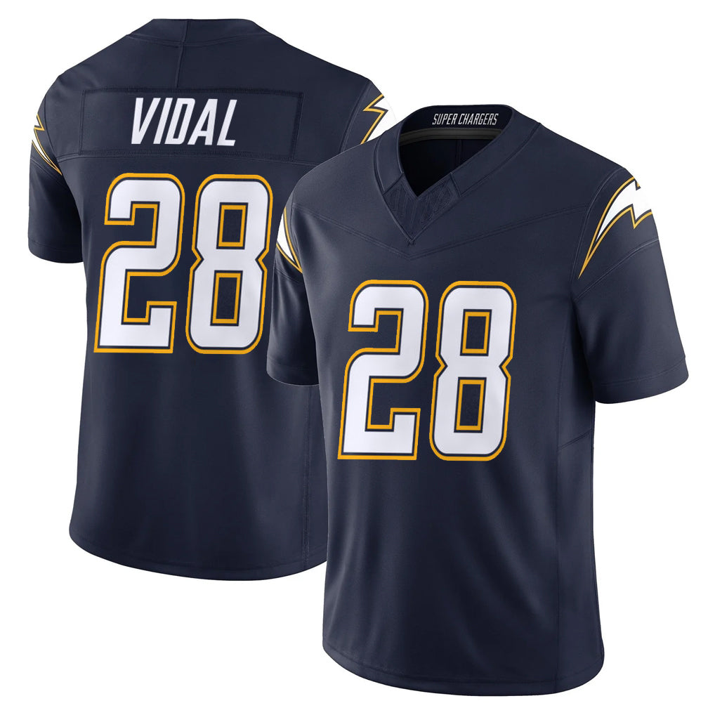 Parkc LA.Chargers #28 Kimani Vidal Player Navy Vapor F.U.S.E. Limited Home Game Stitched Jerseys