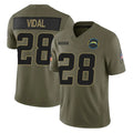 Parkc LA.Chargers #28 Kimani Vidal Player Olive 2025 Salute To Service Limited Game Stitched Jerseys