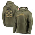 Parkc LA.Chargers #28 Kimani Vidal Player Olive Salute to Service Pullover Hoodies Home Game Stitched Jerseys