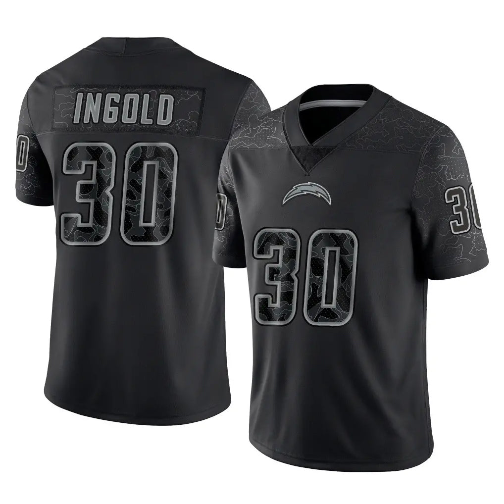 Parkc LA.Chargers #30 Alec Ingold Player Black Limited Reflective Home Game Stitched Jerseys