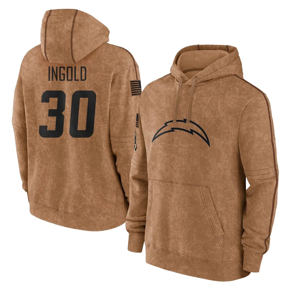 Parkc LA.Chargers #30 Alec Ingold Player Brown Salute to Service Hoodies Limited Game Stitched Jerseys
