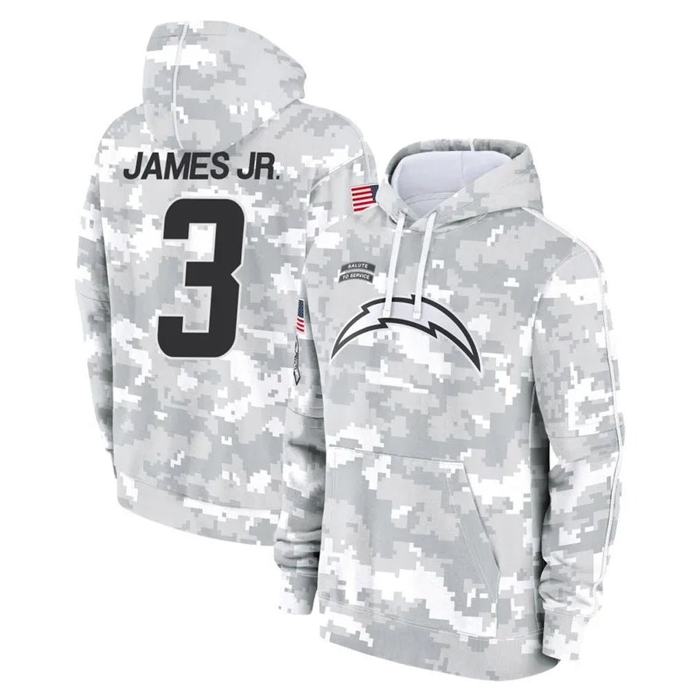 Parkc LA.Chargers #3 Derwin James Jr. Player Arctic Camo Salute to Service Hoodies Limited Game Stitched Jerseys