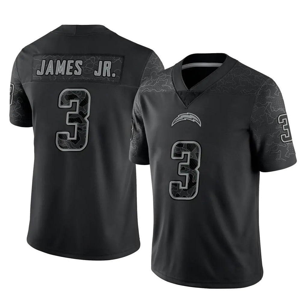 Parkc LA.Chargers #3 Derwin James Jr. Player Black Limited Reflective Home Game Stitched Jerseys