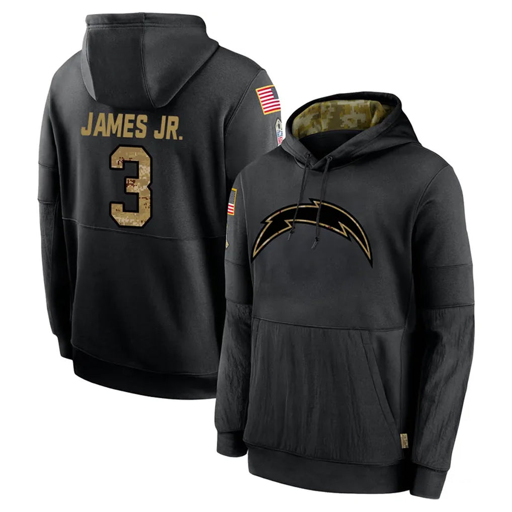 Parkc LA.Chargers #3 Derwin James Jr. Player Black Salute to Service Hoodies Limited Game Stitched Jerseys