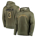 Parkc LA.Chargers #3 Derwin James Jr. Player Olive Salute to Service Pullover Hoodies Home Game Stitched Jerseys
