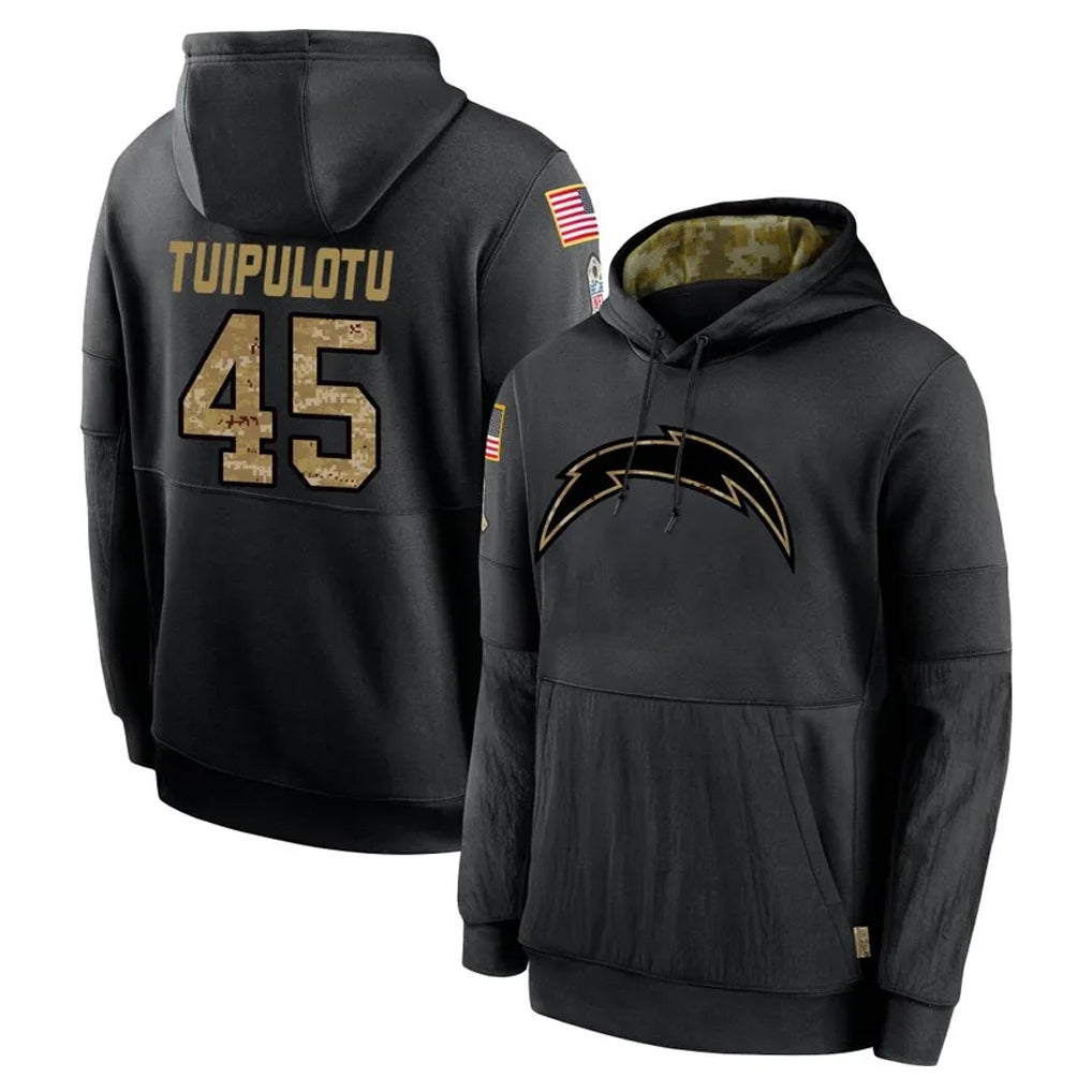 Parkc LA.Chargers #45 Tuli Tuipulotu Player Black Salute to Service Hoodies Limited Game Stitched Jerseys