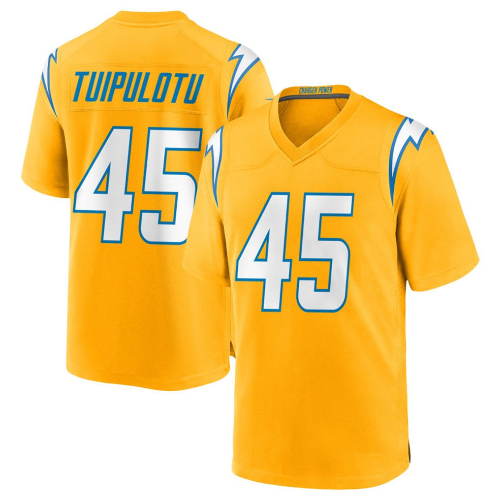 Parkc LA.Chargers #45 Tuli Tuipulotu Player Gold Home Game Stitched Jerseys