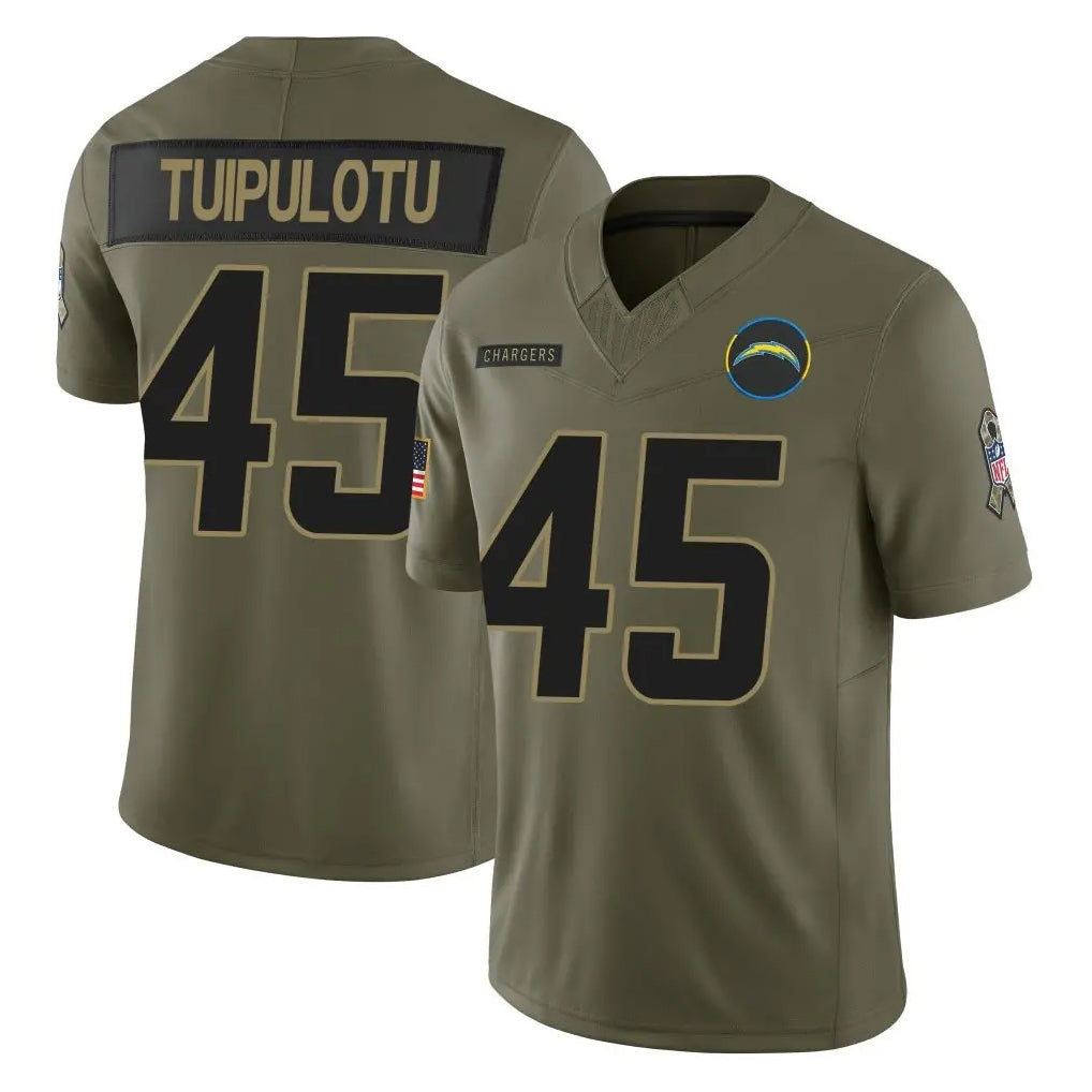 Parkc LA.Chargers #45 Tuli Tuipulotu Player Olive 2025 Salute To Service Limited Game Stitched Jerseys