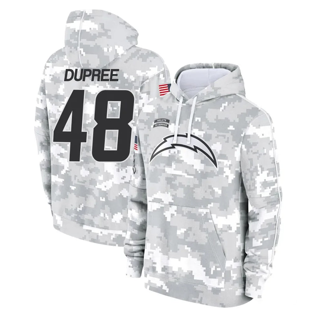 Parkc LA.Chargers #48 Bud Dupree Player Arctic Camo Salute to Service Hoodies Limited Game Stitched Jerseys