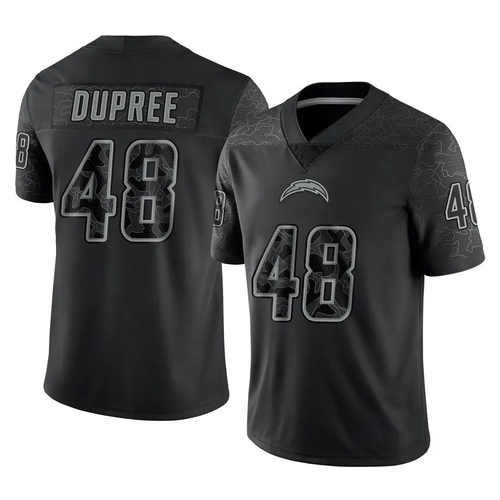 Parkc LA.Chargers #48 Bud Dupree Player Black Limited Reflective Home Game Stitched Jerseys