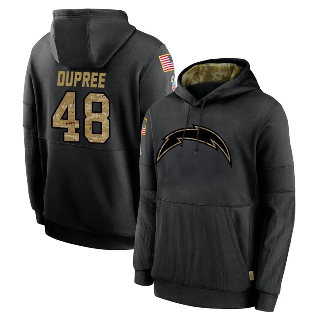 Parkc LA.Chargers #48 Bud Dupree Player Black Salute to Service Hoodies Limited Game Stitched Jerseys
