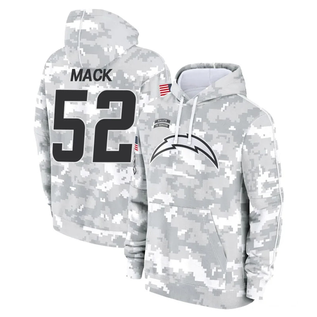 Parkc LA.Chargers #52 Khalil Mack Player Arctic Camo Salute to Service Hoodies Limited Game Stitched Jerseys