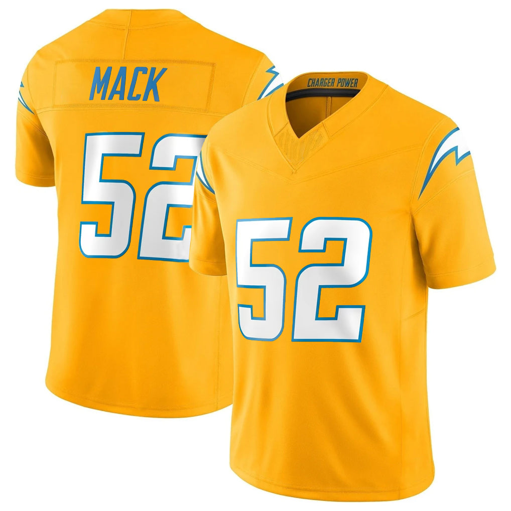 Parkc LA.Chargers #52 Khalil Mack Player Gold Limited Vapor F.U.S.E. Home Game Stitched Jerseys