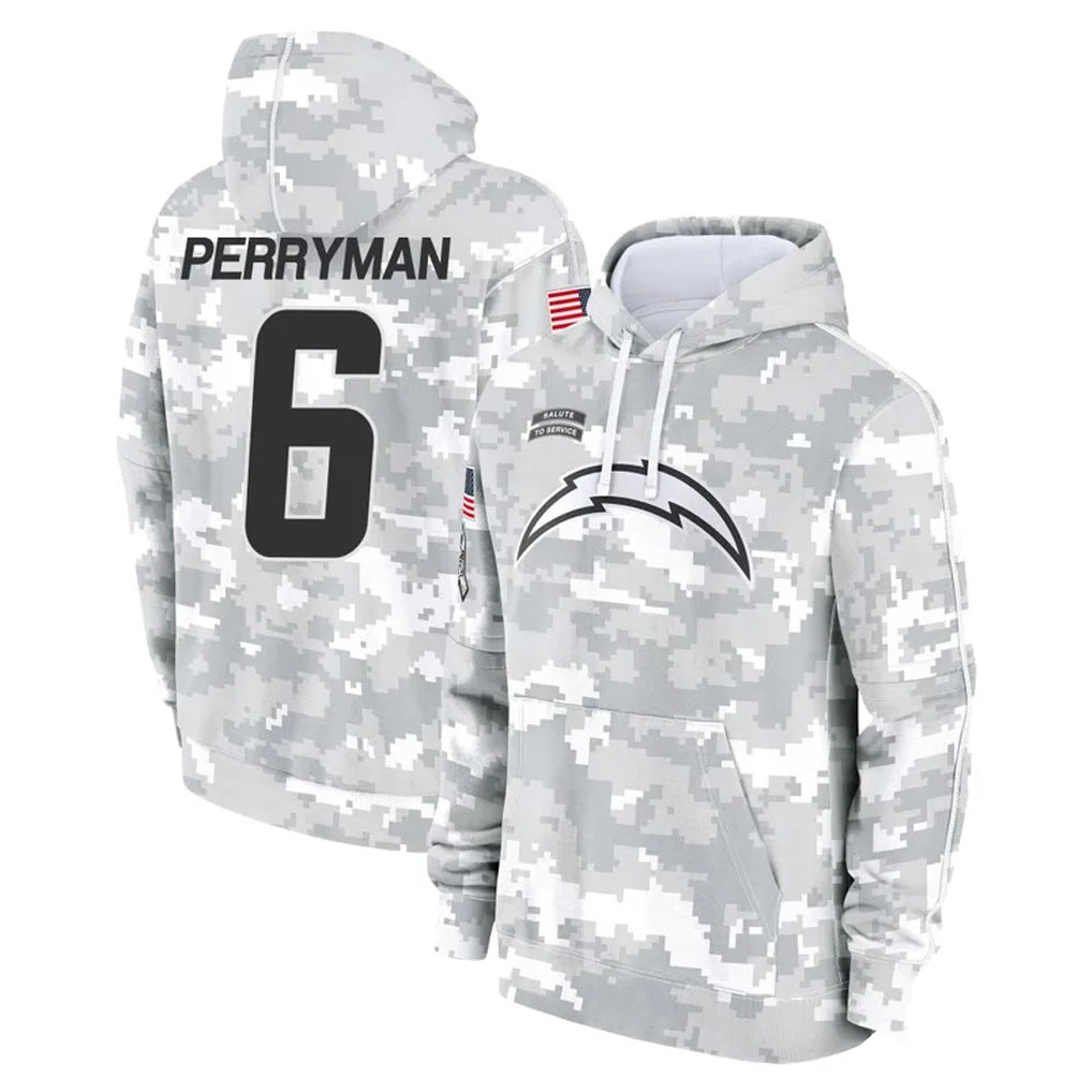 Parkc LA.Chargers #6 Denzel Perryman Player Arctic Camo Salute to Service Hoodies Limited Game Stitched Jerseys