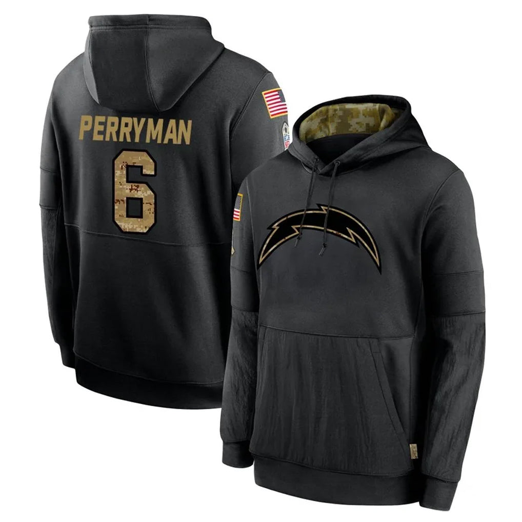 Parkc LA.Chargers #6 Denzel Perryman Player Black Salute to Service Hoodies Limited Game Stitched Jerseys