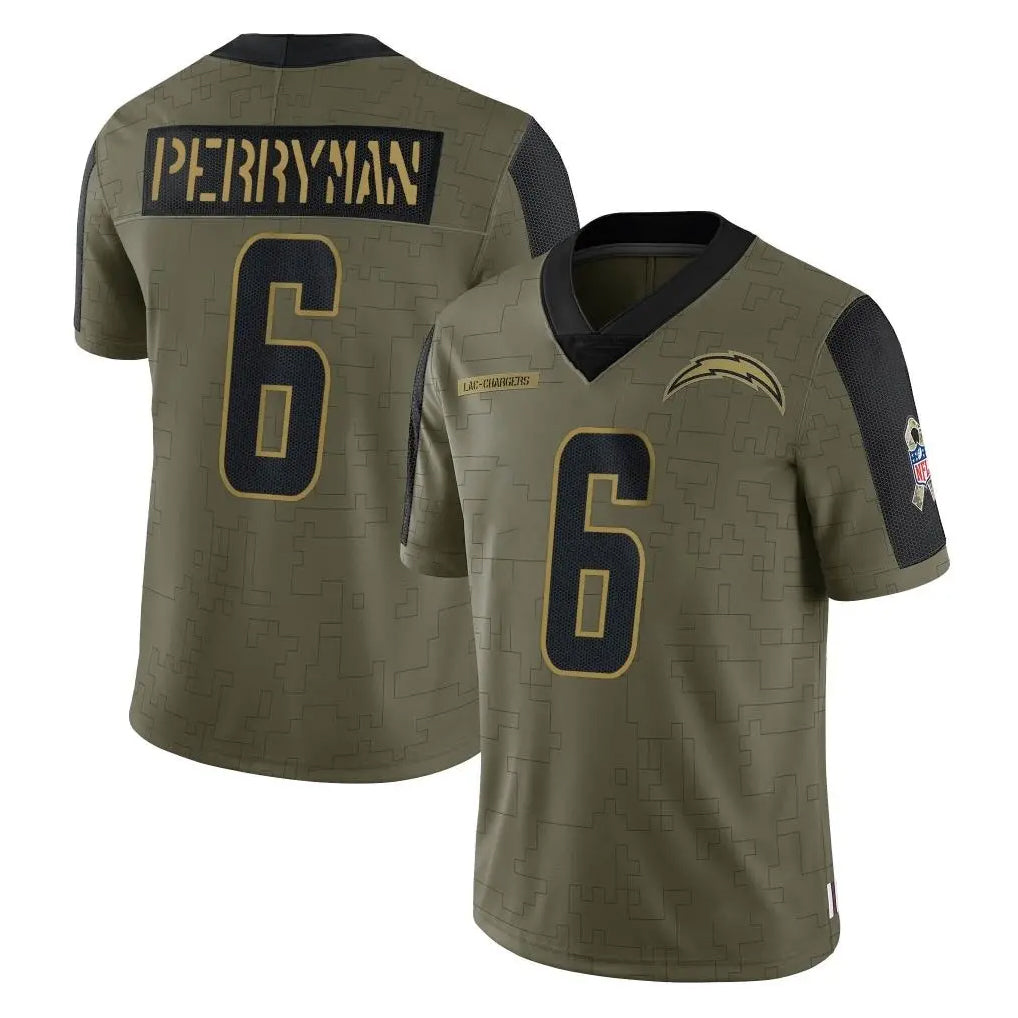 Parkc LA.Chargers #6 Denzel Perryman Player Olive Salute To Service Limited Game Stitched Jerseys