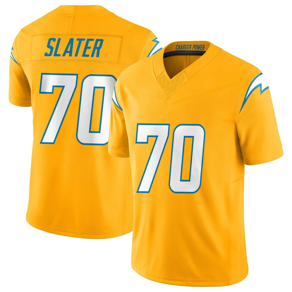 Parkc LA.Chargers #70 Rashawn Slater Player Gold Limited Vapor F.U.S.E. Home Game Stitched Jerseys