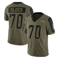 Parkc LA.Chargers #70 Rashawn Slater Player Olive Salute To Service Limited Game Stitched Jerseys