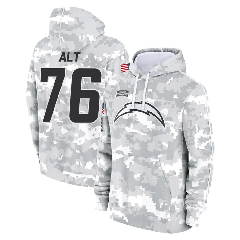 Parkc LA.Chargers #76 Joe Alt Player Arctic Camo Salute to Service Hoodies Limited Game Stitched Jerseys