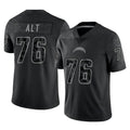 Parkc LA.Chargers #76 Joe Alt Player Black Limited Reflective Home Game Stitched Jerseys