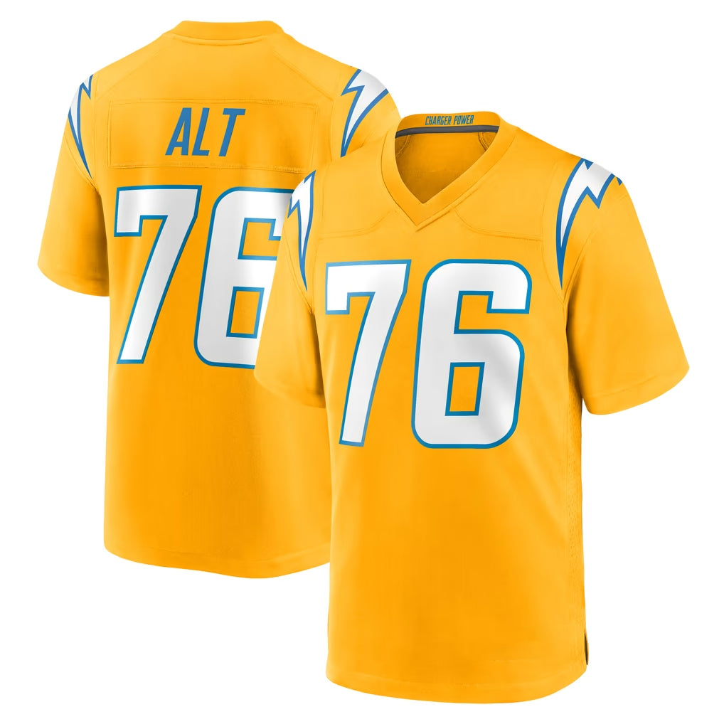 Parkc LA.Chargers #76 Joe Alt Player Gold Home Game Stitched Jerseys