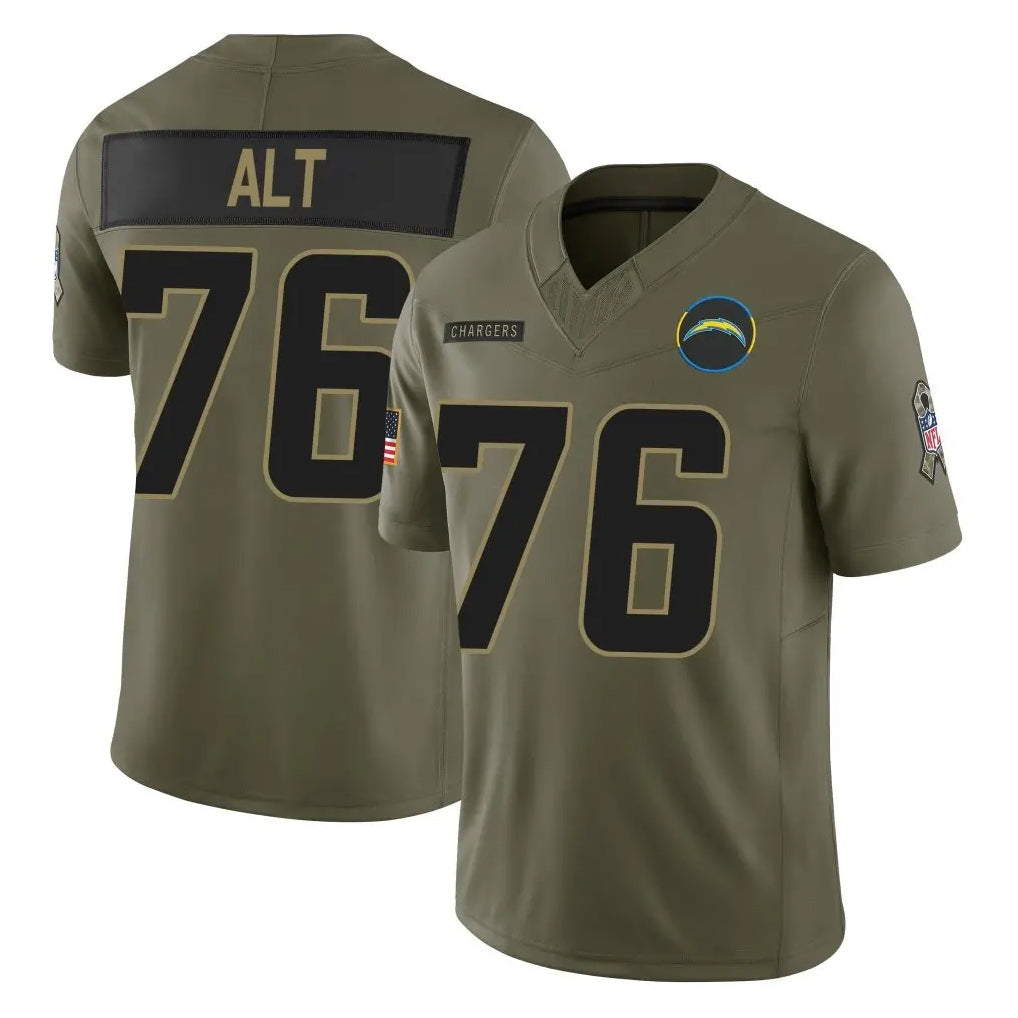 Parkc LA.Chargers #76 Joe Alt Player Olive 2025 Salute To Service Limited Game Stitched Jerseys